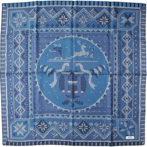 Authentic Hermes Blue Twill Silk 90 cm Au coin du feu Scarf New with Tag